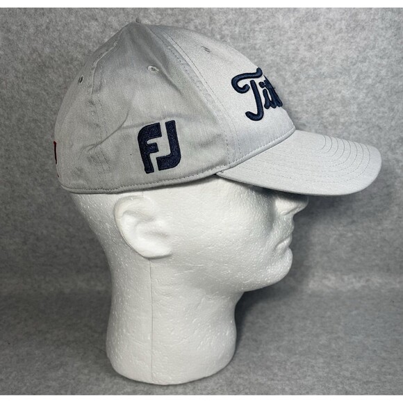 Titleist Pro V1 FJ Foot Joy A-Flex Golf Hat Size S-M Fit Stretch Cap Gray Navy - Picture 4 of 12
